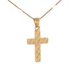 Pendant Necklaces 24K Gold Color Classic Cross Necklace Jesus Women Trendy Jewelry