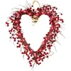 Flores decorativas Guirnalda en forma de corazón Día de San Valentín con luces Coronas de 16 pulgadas Decoraciones para banquetes de boda Colgador de pared