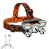 Koplampen Draagbare 5LED Koplamp Night Vissen USB Oplaadbare Zaklamp Koplamp Camping Head Light Torch Lamp Werk 230617