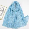 Halsdukar 2023 Luxury Cotton Viscose Fringe Scarf For Women Hijab Beach Stoles Gold Polka Floral Shawl Wraps Female Echarpe Bufandas Femme