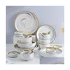 Dinnerware Sets Ceramic Marble Grey Set Plates And Bowls Dinner Dessert Appetizer Plate Dishes For Home Restaurant El Gift Drop Deli Dhfot