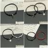 Charm Bracelets 2 pçs/lotes Lucky Rope Bracelet Black White Star Casal Presente Para Amigo Festa Atacado Mão Jóias Drop Deli Dh9Sc