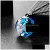 Pendant Necklaces Blue Sky White Cloud Chain Necklace Resin Ball Moon Jewelry Drop Delivery Pendants Dhryr