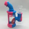 Kit tubi mini gorgogliatore in silicone colorato con manico in vetro Filtro Imbuto Ciotola Dry Herb Tabacco Waterpipe Narghilè Shisha Smoking Bong Holder Handpipes DHL