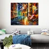 City Life Landscape Canvas Art Street Ręcznie malowane malowanie krewetek dla ściany hotelu nowoczesny