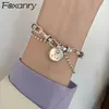 Catena Foxanry Timbro Bracciale Accessori per le donne Trendy Punk Vintage Coppie Unica doppia catena Sorriso Gioielli Regali 230616