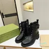 Top Quality Designer Boots Women Winter Metal Button Chain Shoes Leather Low Heel High Heels bind Boot