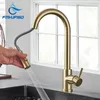 Bathroom Sink Faucets FMHJFISD Kitchen Faucet Brushed Gold Pull Out Water Tap Single Handle Mixer 360 Rotation Shower 230616