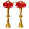 60 till 90 cm hög) Bröllopsmaterial Beklagande järn Gyllene Flower Stand Road leder Bröllopsarrangemang Trumpet Vase Table Dekoration Ornament