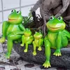 Decorative Objects Figurines 2PcsSet Cute Resin Sitting Frogs Statue Outdoor Garden Store Decorative Frog Sculpture For Home Desk Garden Decor Ornament 230616