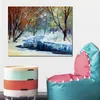 Urban Streets Canvas Art Winter Dream Handcrafted Abstract Painting Modern Decor for Office