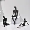 Objetos decorativos Estatuetas Yoga Exercício Personagem Metal Escultura Mesa Decoração Enfeites Homens Minimalista Figura Abstrata Estátua 230616