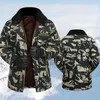 メンズジャケットフルーリーラペルメンジャケットジッパープラケット冬肥厚ぬいぐるみの裏地綿オーバーコートカモフラージプリントベルベットカーゴコート