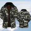 Heren Jassen Flurry Revers Heren Jas Rits Sluiting Winter Verdikte Pluche Voering Katoen Overjas Camouflage Print Fluwelen Cargo Jas