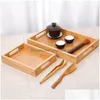 Plateaux De Petit Déjeuner Bambou En Bois Rectangar Plateau À Thé En Bois Massif Support De Tasse Assiette À Dîner Stockage Vaisselle Livraison De Baisse Maison Jardin Maison Dhxkz