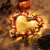 Flores decorativas guirlanda em forma de coração dia dos namorados com luzes grinaldas de 16 polegadas decorações para festa de casamento cabide de parede