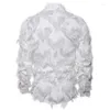 Herrklänningskjortor White Black Feather Lace Shirt Men 2023 Fashion Se genom Clubwear Mens Event Party Prom Transparent Chemise