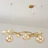 Pendant Lamps Stained Glass Bubbles LED Lights Gold Hanging For Ceiling Minimalist Round Lustres Modern Home Decor Bedroom