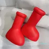 Tasarımcı Boy Büyük Kırmızı Botlar Karikatür Uzun Boot Kauçuk Spor Ayakkabı Yuvarlak Ayak parmakları diz boynuzlu Wellies Lüks Tasarımcılar Yaramaz Ayakkabı