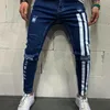 Moda Streetwear Masculino Jeans Vintage Cor Azul Fino Destroyed Jeans Rasgados Calças Punk Quebradas Homme Hip Hop Jeans Masculino