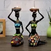 Świece Afrykańskie kobiety 8,5 "wystrój biurka stołowego Dekoracyjne jadalnia rzeźba rzeźby Candlestick Vintage 230616
