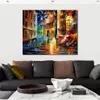 City Life Landscape Canvas Art Street Ręcznie malowane malowanie krewetek dla ściany hotelu nowoczesny