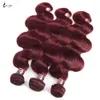 Hair Bulks 99j Body Wave Bundles With Closure Brazilian Human Extension Closures Ombre Colored Burgundy 3 230617