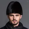 Berets Luxe zwarte faux fur winter heren mannelijke heren hoed hoed mode warme beanie volwassen dekkoppen