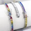 Bruiloft armbanden WPB 925 sterling zilveren tennisarmband vierkante diamant 3 mm regenboogarmband voor mannen en vrouwen prachtige sieraden helder bruiloftsfeest 230617