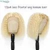 Chignons humains 613 13X4 Lace Front Curly Bob Perruque Cheveux Brésiliens Vague D'eau Blonde Perruques Avec Bébé Naturel Pour Les Femmes Noires 230617