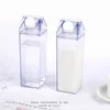 New 500ml/1000ml Square Milk Cups Travel Tea Cup Creative Transparent White Water Bottle Plastic Milk Cup Big Water Bottles