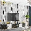 Naklejki ścienne Sofa salonu białe srebrne czarne paski papier 3D Projekt nowoczesny wystrój domu geometryczny paski tapety Roll 230616