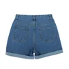Damskie szorty moda księżyc Słońce druk luźne dżinsowe spodenki dla kobiet letniego hemming niebieski chłopak w stylu krótkie spodnie 230616