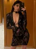 Casual Jurken TEMUSCOLA Mesh See Through Floral Lace Jurk Vrouwen Diepe V-hals Hollow Out Bodycon Zwart Nachthemd Sexy Elegant Party