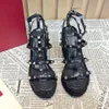 Schwarz New Stud Srivet Plateau Keilsandalen Damen Luxus Designer Leder Chunky Gladiator Sandale Abend Party Schuhe Fabrik Schuhe 9,5 cm.m