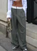Pantalon femme Streetwear Baggy costume Vintage Patchwork taille basse droite décontracté mode coréenne femmes Capris Jogging pantalon