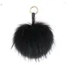 Portachiavi Fluffy Real Fur Ball Portachiavi Puff Craft Fai da te Pompon Pom nero Portachiavi Uk Charm Accessori borsa donna Regalo Smal221332479258M