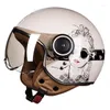 Casques de moto casque pour hommes femmes Vintage demi Moto Scooter quatre saisons universel été respirant