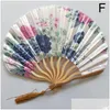 Chinese Stijl Producten Hand Vouw Fan Vintage Bamboe Hout Zijde Bloem Japanse Kunstmatige Roze Meisje Man Dans Versieren Thuis D Dhvgy