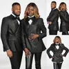 Shiny Black Men Wedding Tuxedos Sparkly Double Breasted Blazer Outfits Business Formal Wear Jacket and Pants