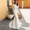 Свадебное платье русалки 2023 Стиловое с длинным рукавом vestido de noiva кружевные невесты платья с романтическими пуговицами