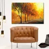 City Rhythms Wall Art on Canvas Yellow Fog Handcrafted Contemporary Painting for Entryway