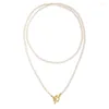 Chains Women Pearl Necklace Female Retro Exaggerated Multiple Wear Method Long Necklcae