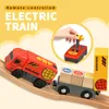 Track ElectricRC RC Train Train With Carriage Sound and Light Express Truck Fit Wooden Track Kids Electric Toy Kids 230616