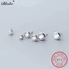Boucles d'oreilles filles S925 en argent Sterling petite barre ronde pour les femmes blanc Zircon pierre empilable Piercing bijoux quotidiens