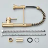 バスルームシンクの蛇口Quyanre Brushed Gold Kitchen Faucet Pull Down Single Handle Mixer Tap 360 Rotation Torneira Cozinha 230616