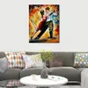 Romantique Figure Toile Art Tango en Rouge Artisanal Peinture Abstraite Décor Moderne pour Bureau