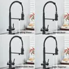 Bathroom Sink Faucets Drinking Water Kitchen Faucet Black Brass Tap With Filter 360° Rotate Mixer Dual Mode 230616