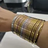 Bangle 12pcs/lot Roman Style Stainless Steel Bangle Gold Rose Gold Color Charm Bracelets for Women Wide Bangles Bracelets Women 230616