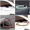 Kralen 4Mm Stenen Kralen Verstelbare Armband Voor Mannen Natuurlijke Tijgeroog Lava Chalcedoon Onyx Geweven Armbanden Vrouwen Yoga sieraden Pseras Dh3Dl